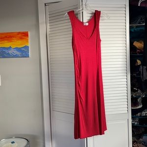 Silky red and fine white polka dot dress !